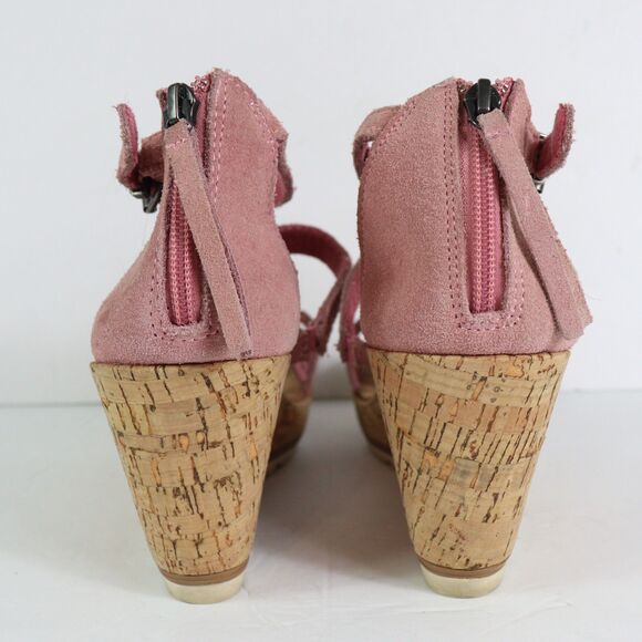 Minnetonka Lincoln Pink Wedge Suede Sandals 9 - Picture 5 of 9